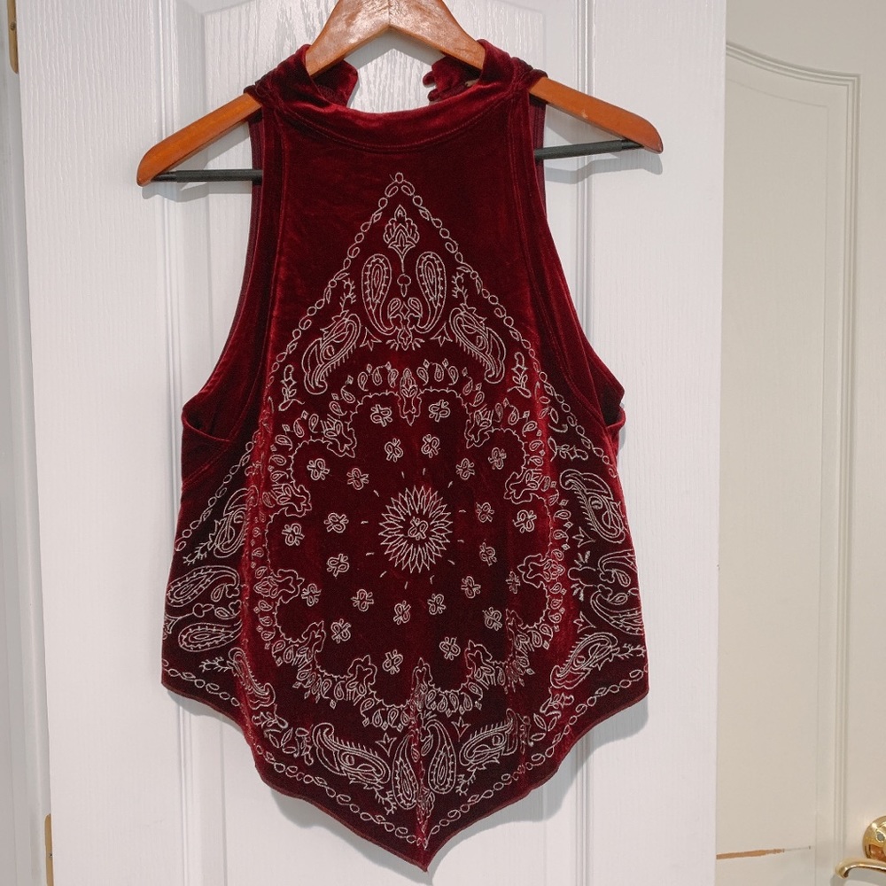FREE PEOPLE BANDANA VELVET TOP